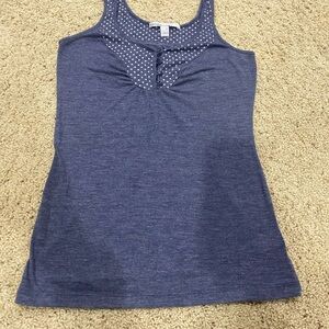 Old Navy Tank Top XS Blue Polka Dot Button Front Sleeveless Stretch Casual